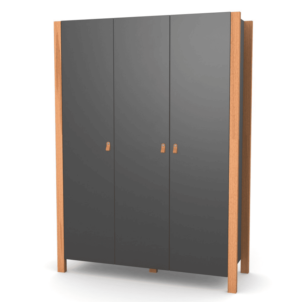 Dětska šatní skřín Zukko 1310 Gekko Kids, Tmavě šedá / Přírodní buk